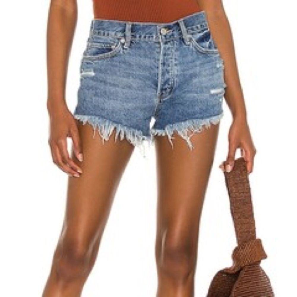 Free People We The Free Womens Distressed Frayed Denim Jean Shorts Blue Size 31